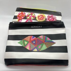 Sephora Lips Bows Makeup Bag Cosmetic Bag Pencil Bag Limited Edition set